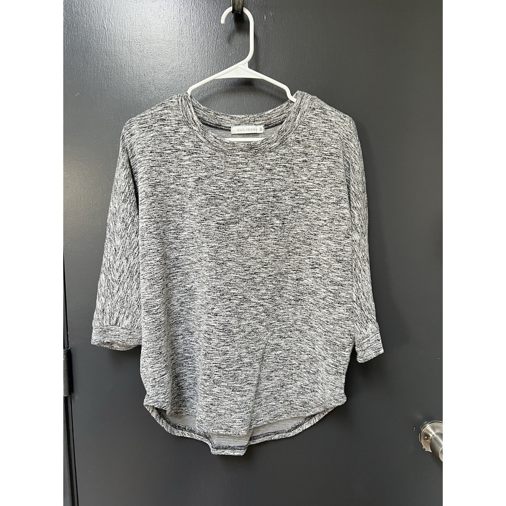 Cut loose Dolman Crop Gray Black Heather Sz XS Womens